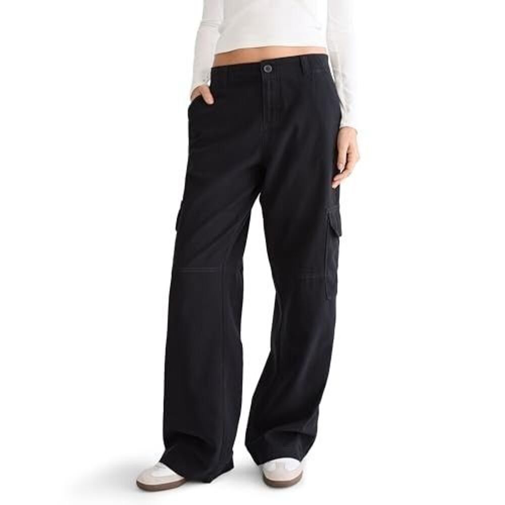 Aeropostale Utility Cargo Pants Womens S Black Non Stretch NEW